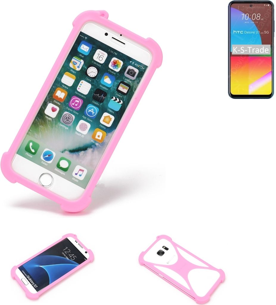 K-S-Trade Handy Hülle kompatibel mit HTC Desire 21 Pro Schutz Hülle Bumper Silikon Schutz Hülle Cover Case Silikoncase Silikonbumper TPU Softcase