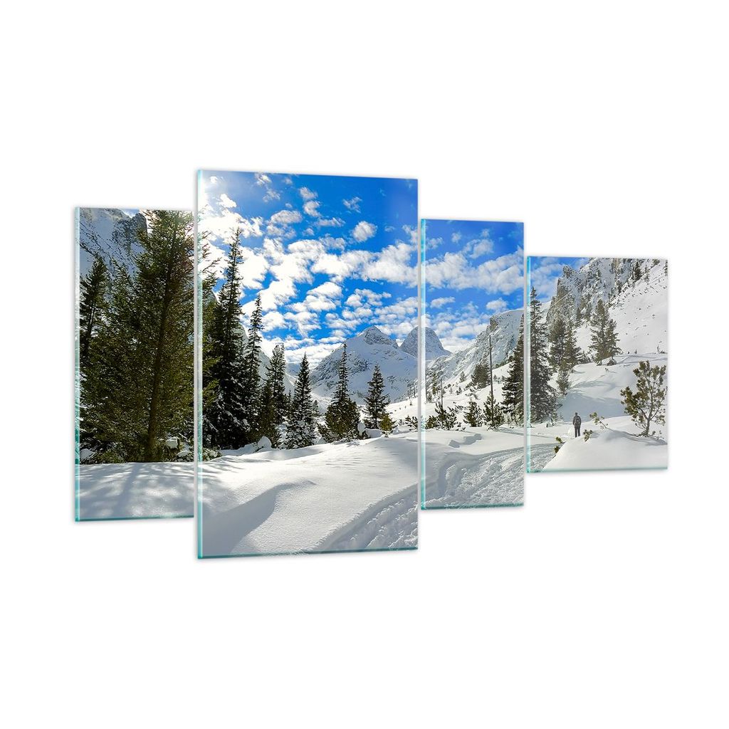 Bilder auf glas - Tal Wolken Lawine Sport - 120x70cm - Glasbilder - Wandbilder - Kunstdruck - zum Aufhängen bereit - Wanddekoration aus Glas - Gla...