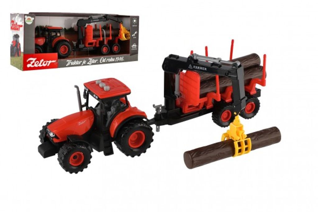 Traktor Zetor s vlekem s naklád. ramenem plast 36cm na Obrázek produktu 