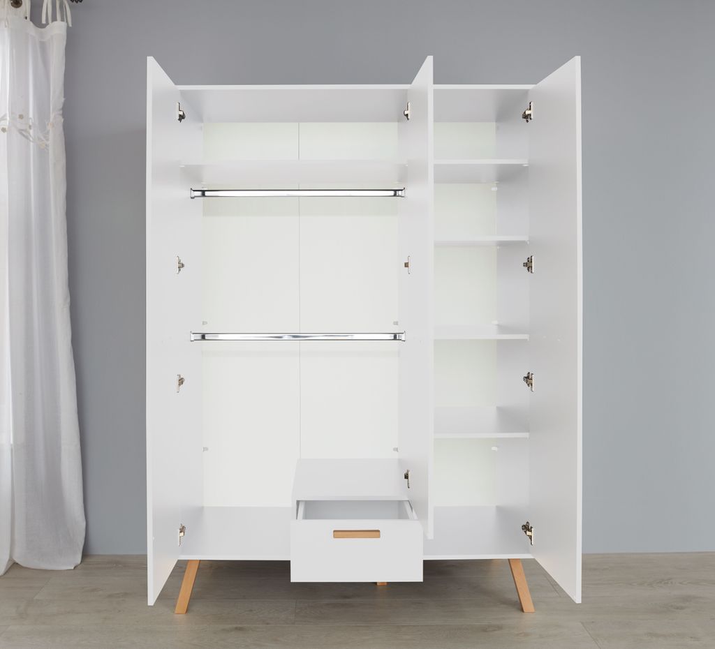 trendteam Babyzimmer Kleiderschrank Mats Weiß Melamin 130 x Produktbild 5