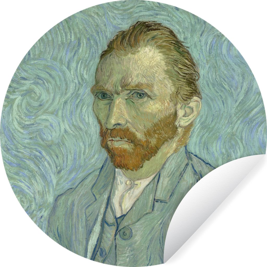 MuchoWow Runde Wandtattoo - Wandsticker Tapete Aufkleber Selbstporträt - Gemälde von Vincent van Gogh Ø 80 cm Selbstklebend und Repositionierb...