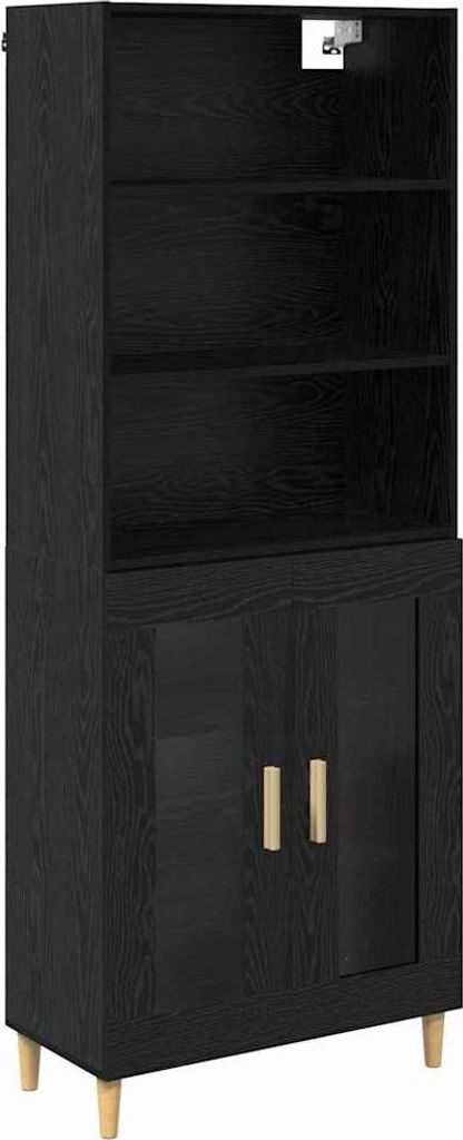 Highboard Schwarz Eichen-Optik 69,5 x 32,5 x 180 cm