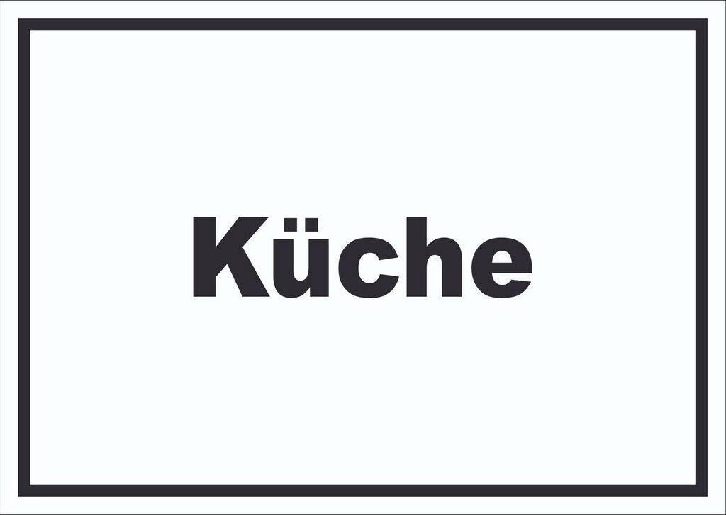Küche Schild mit Text Kitchen cucina waagerecht A2 Rückseite selbstklebend