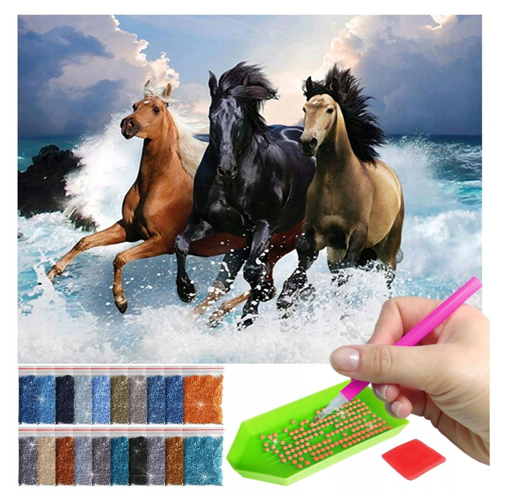 ARTULIO Diamond Painting Set - Galoppierende Pferde am Meer Produktbild 
