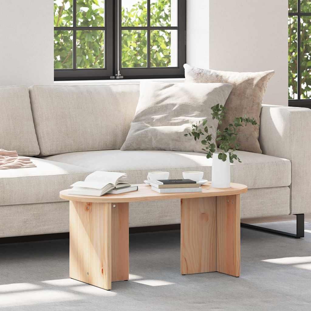 Möbel Couchtisch Natur 80 x 39,5 x 35 cm Massivkiefer - Couchtische 873541