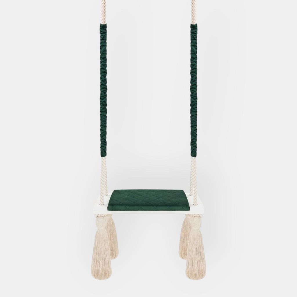 GUGUPANET Innenraumschaukel aus Massivholz - Sicherheit und Spaß in skandinavischem Design für Kinder und Erwachsene - Belastbar bis 100 kg, Grün