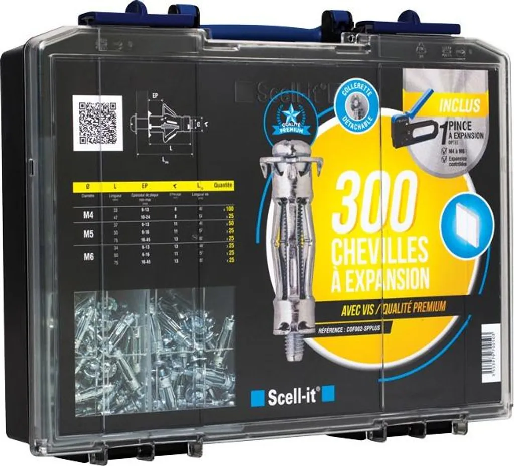 Fixer sur Placo : Coffret 300 Chevilles Métalliques et Pince de Pose