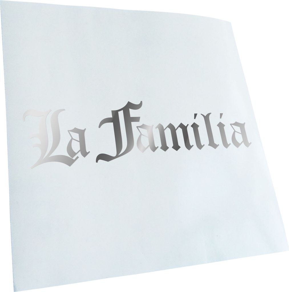 Kiwistar - Autoaufkleber - chrom - 40 x 12 cm - La Familia - Heckscheibenaufkleber - Aufkleber für Auto Kfz Fahrrad, LKW, Truck Mofa