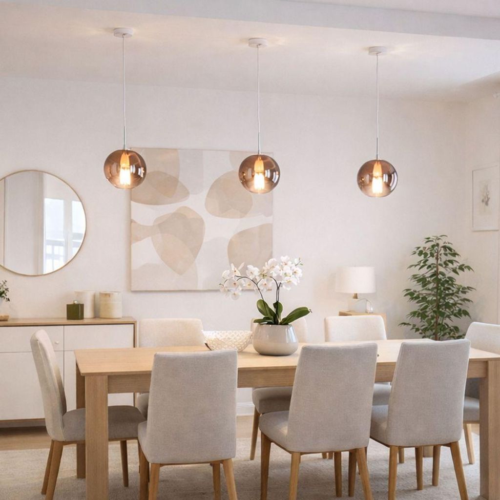 s.luce Orb Glaskugel Abhängung Weiß Hängeleuchte Hängelampe Pendellampe Pendelleuchte Glaslampe Orb/Farbverlauf Braun Ø 40cm Rund