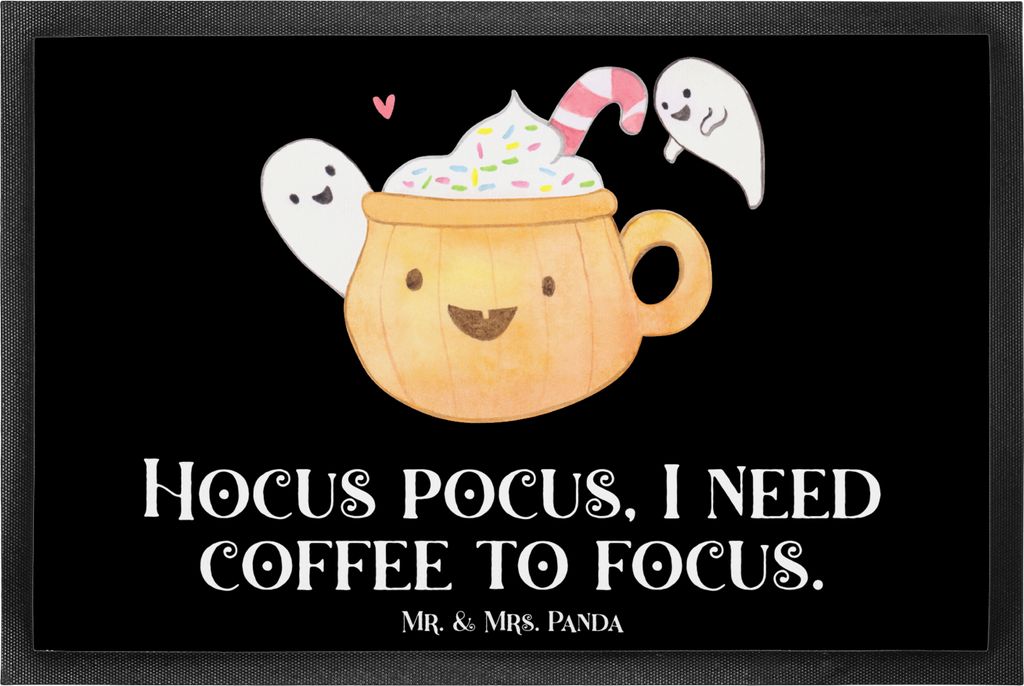 Mr. & Mrs. Panda Bodenvorleger Kaffee Gespenst 60 x 90 cm - Schwarz - Geschenk, Trick Or Treat, Dekoration, fußmatte, Halloween, Schmutzfangmatte,...