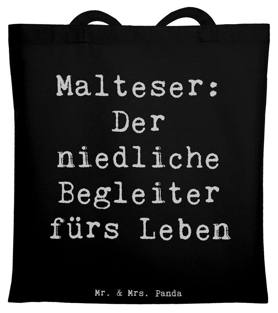 Mr. & Mrs. Panda Tote Bag Spruch Malteser Begleiter - Schwarz - Geschenk, Hundeliebhaber, Kleine Hunderassen, Hunde, Hunderasse, Uni Tasche, Laptop...