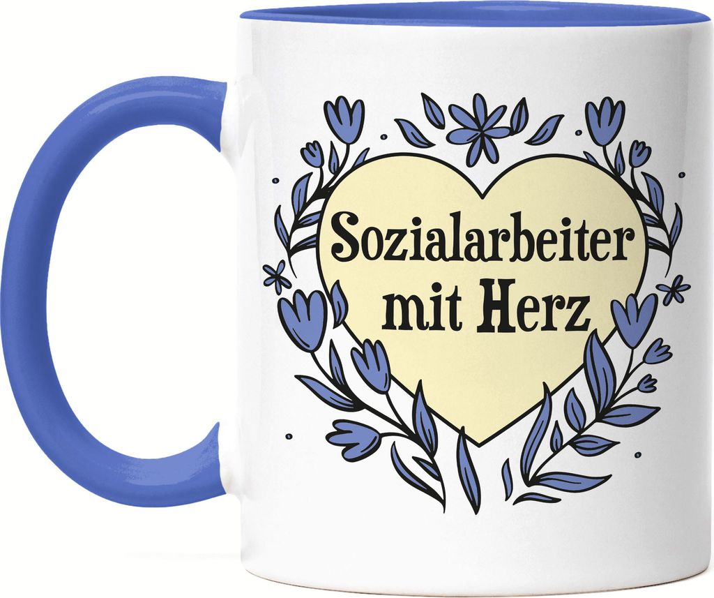 Sozialarbeiter mit Herz Tasse Blau Geschenkidee Zum Danke Sagen Bester Sozialarbeiter