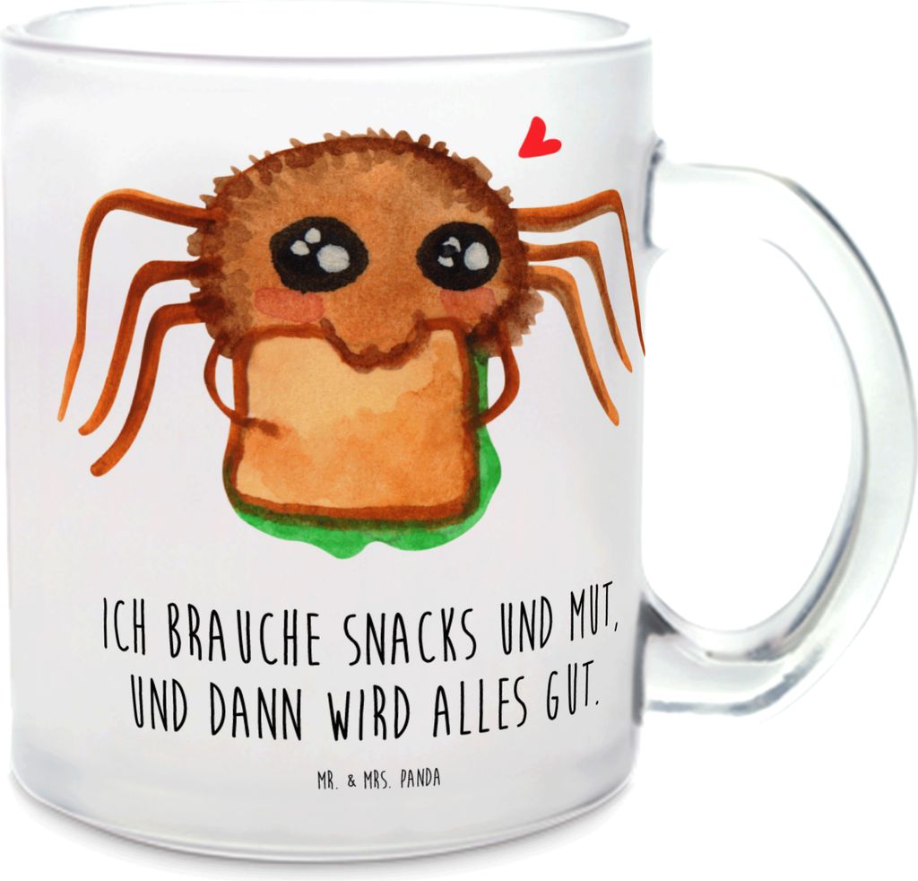 Mr. & Mrs. Panda Teetasse Spinne Agathe Sandwich - Transparent - Geschenk, Teeglas, getränkebecher, Mut, Lebensfreude, Tee Tasse, Hungrig, Alles W...