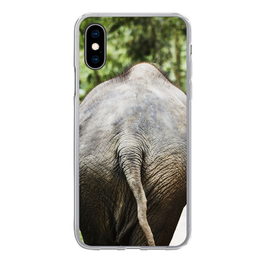 MuchoWow Handyhülle Schutzhülle Hülle für iPhone X Elefant - Tiere - Grau - Natur Silikon Softcase Handy Hülle - Handyhülle