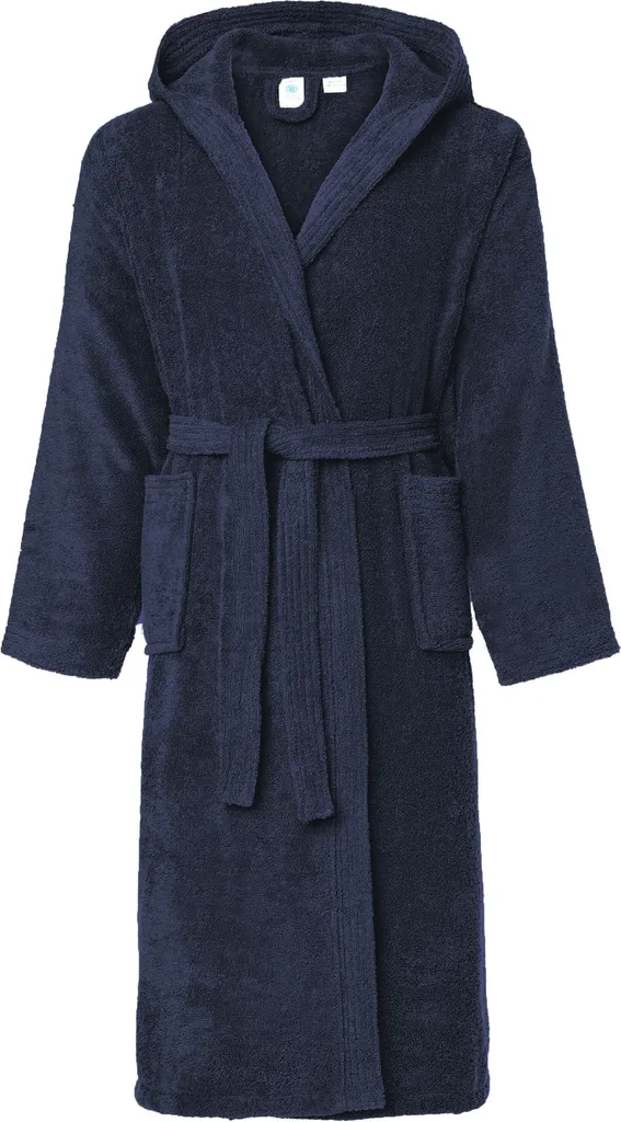 Robe de chambre en coton éponge pour homme bleu foncé Ladeheid M