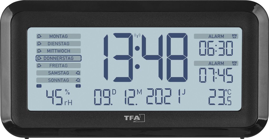 Digitaler Funk-Wecker mit Raumklima BOXX2, 60.2562.01, TFA Produktbild 