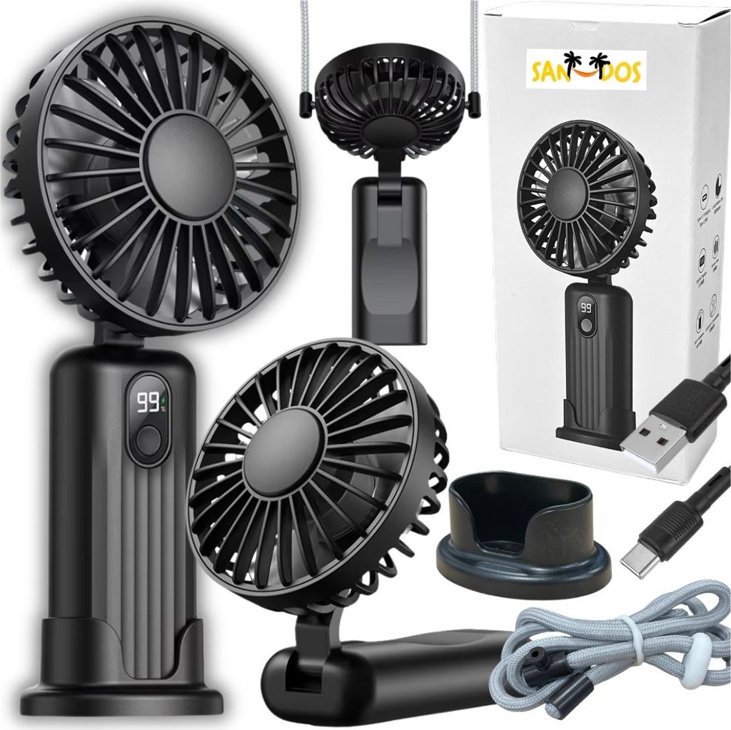 Mini ventilátor prenosný ventilátor stojan ručný čierny Obrázok produktu 