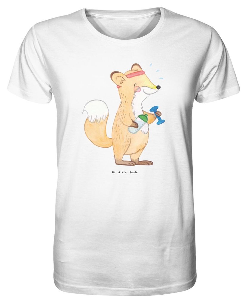 Mr. & Mrs. Panda Oberteil Fuchs Fitness Größe XL - Weiß - Geschenk, Sport Treiben, Herren-T-Shirt, Sportclub, T-Shirt, Shirt, Tshirt, Herren, Fi...