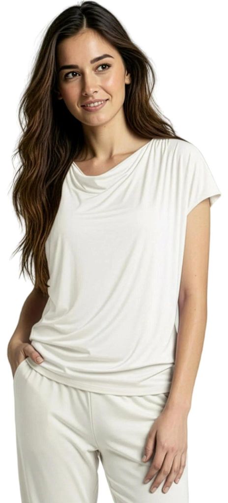 Yoga-Shirt flowing batwing "ala" – ivory