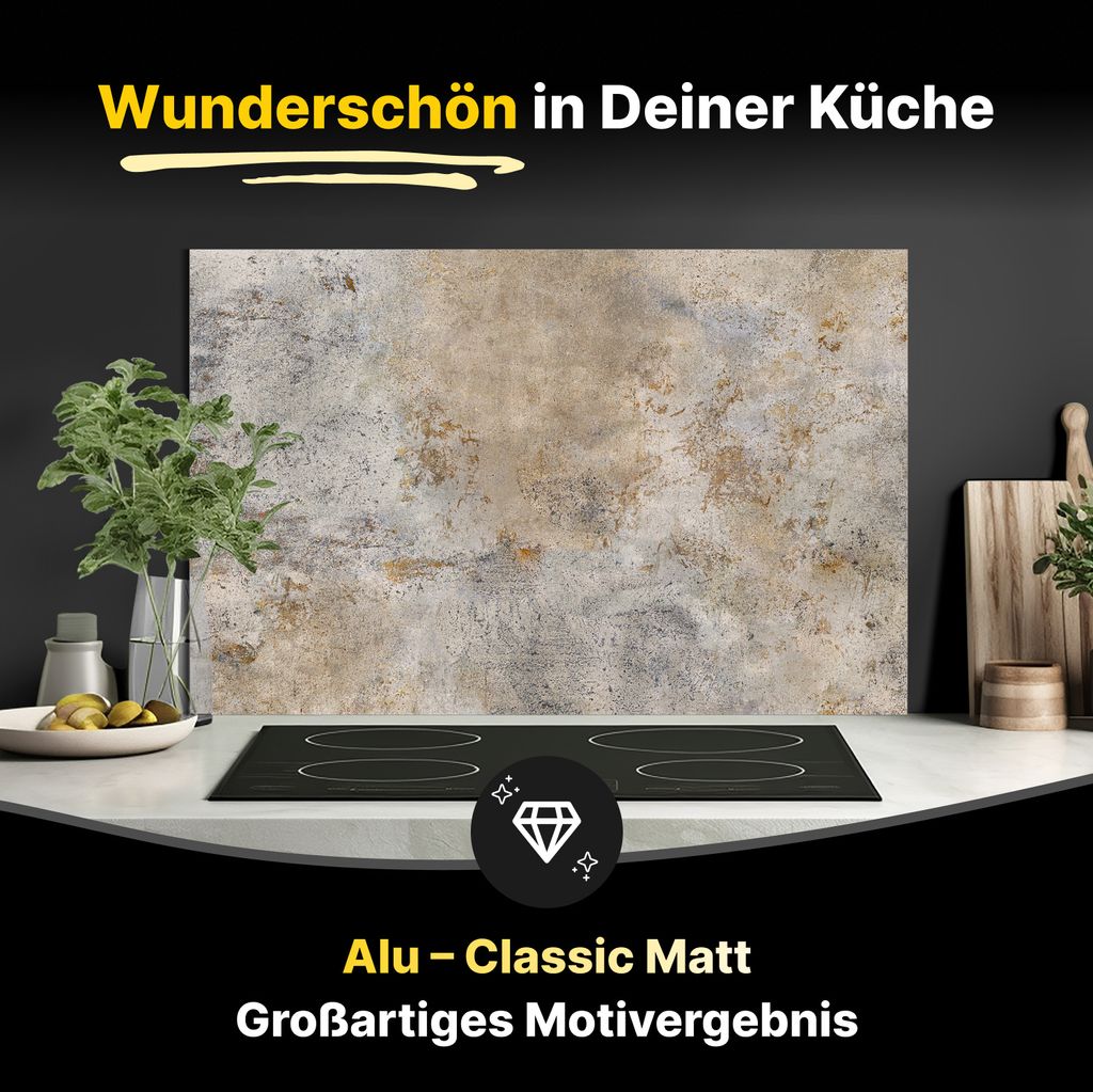 Spritzschutz Küchenrückwand aus Aluminiumverbund in Matt 60 x 60 cm Grauer Zement Hintergrund