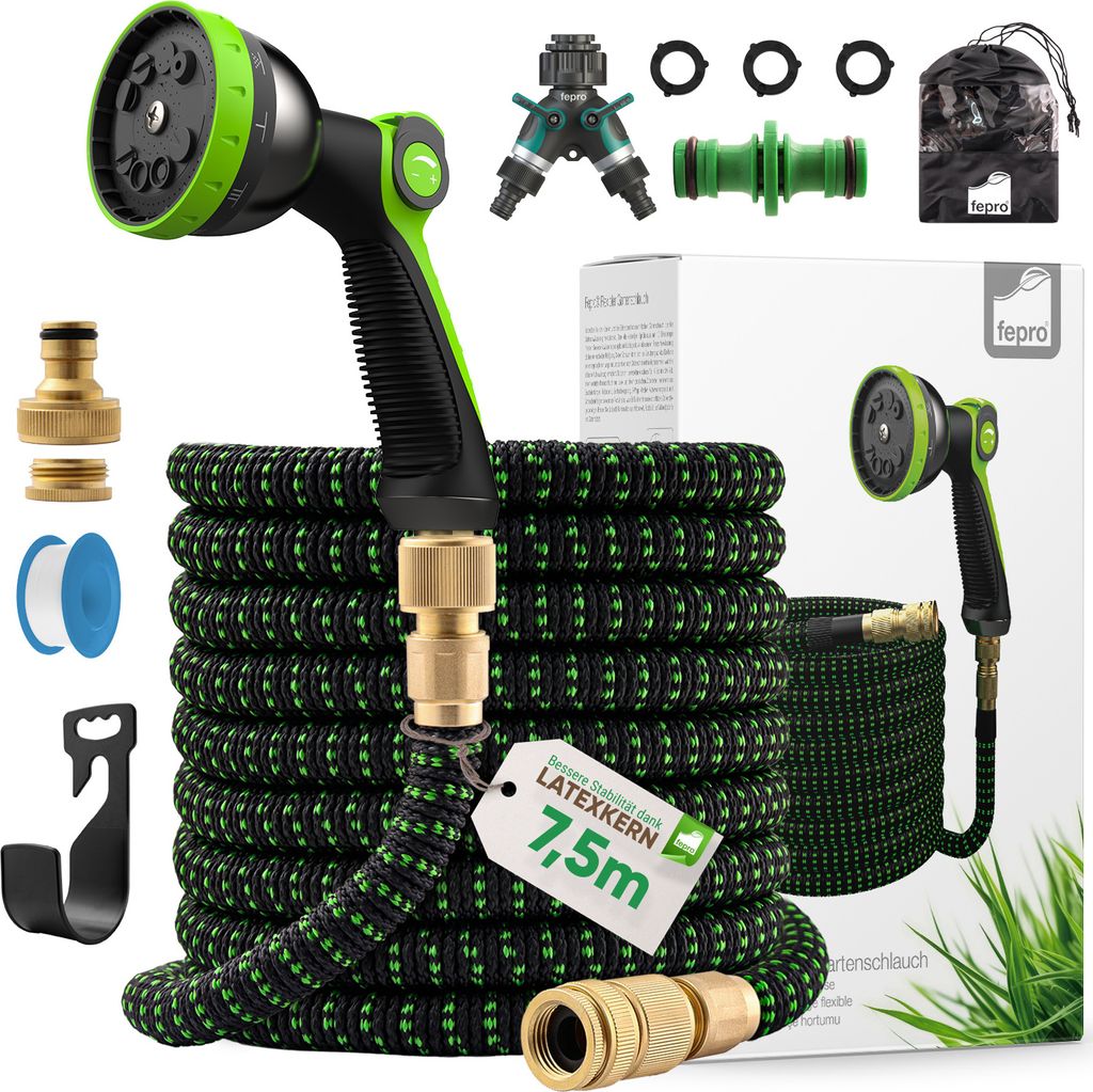 Fepro® Flexibler Gartenschlauch mit 10 Funktion 7,5m Produktbild