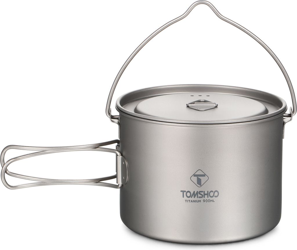 TOMSHOO 900ml Titanium Topf Titanbecher, Camping Becher Titan Wasser Tasse Tragbarer Wasserbecher mit Deckel