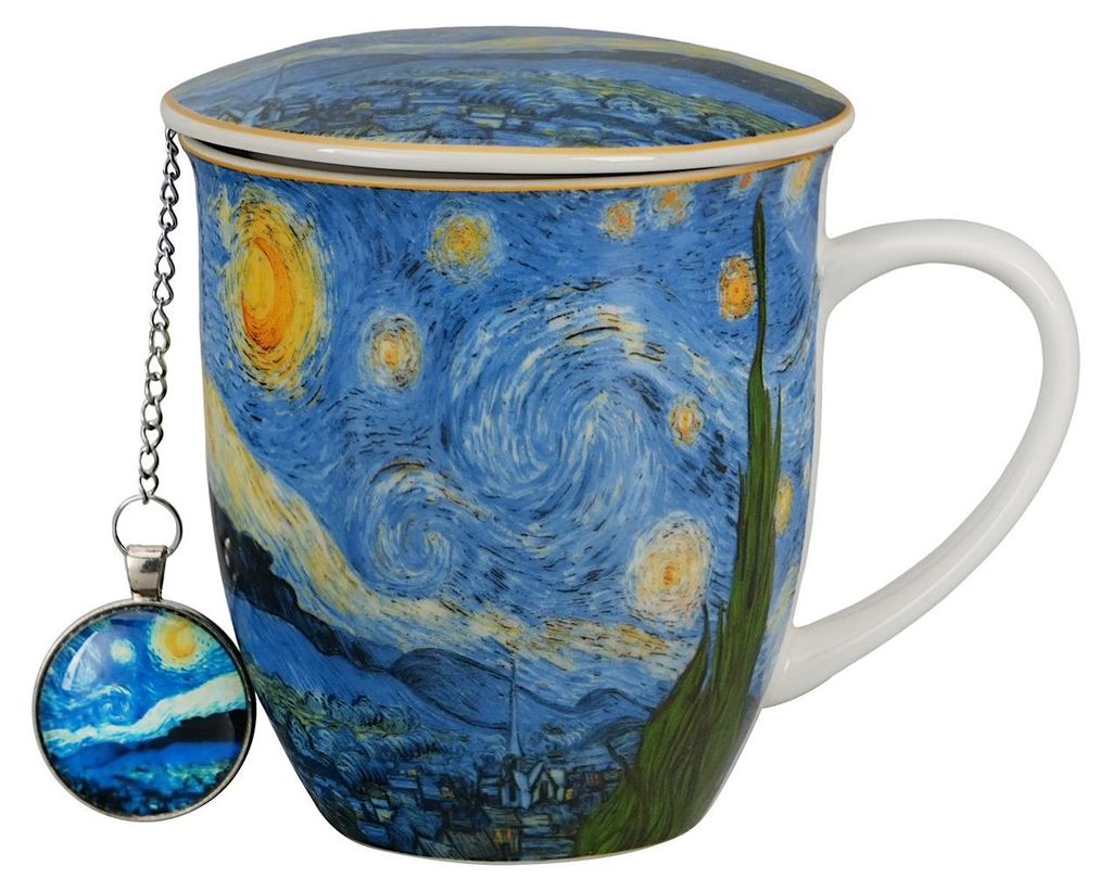 DUO ART GALLERY Becher 400 ml mit Teesieb STARRY NIGHT Produktbild 
