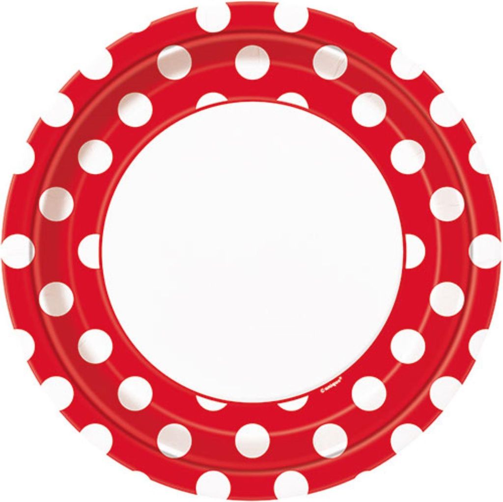 Set di 8 piatti rossi bianchi 22 cm - Taglia unica Immagine del prodotto 