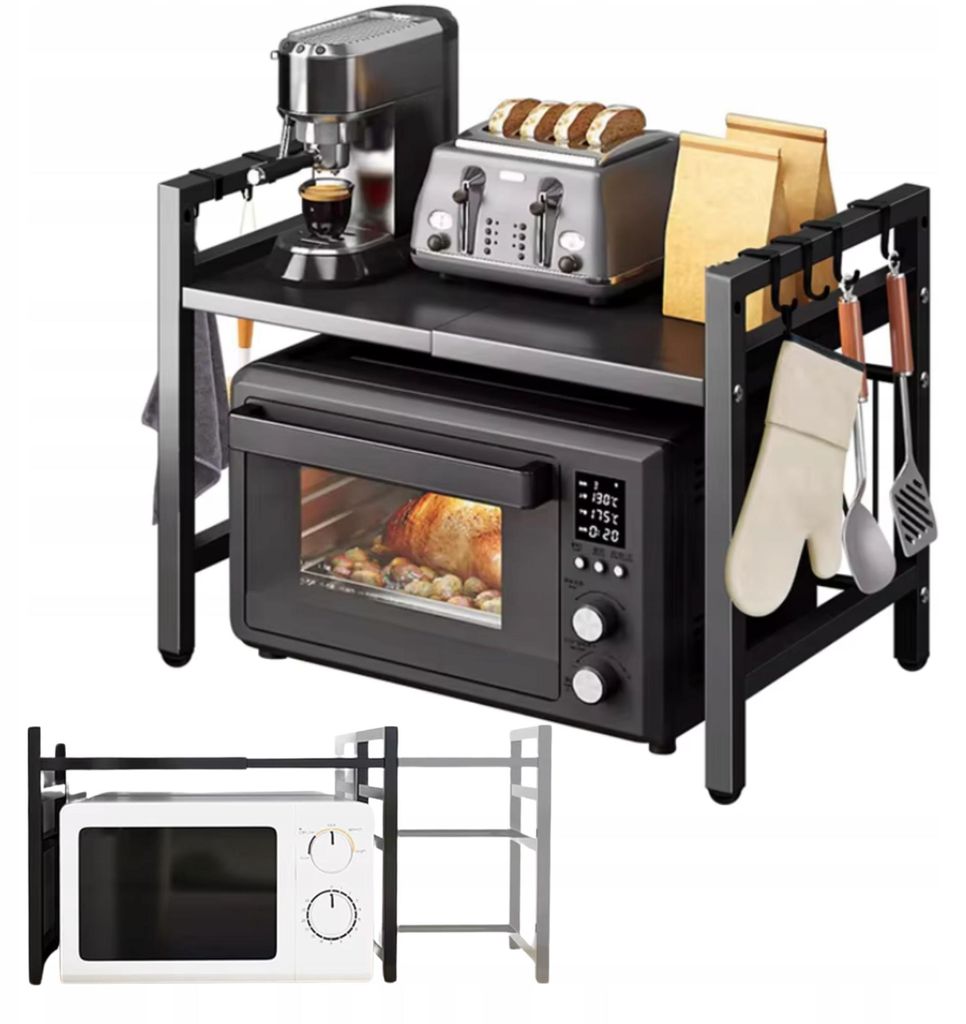 Mikrowellenregal aus Metall - 39-60 cm - Ausziehbares Produktbild 