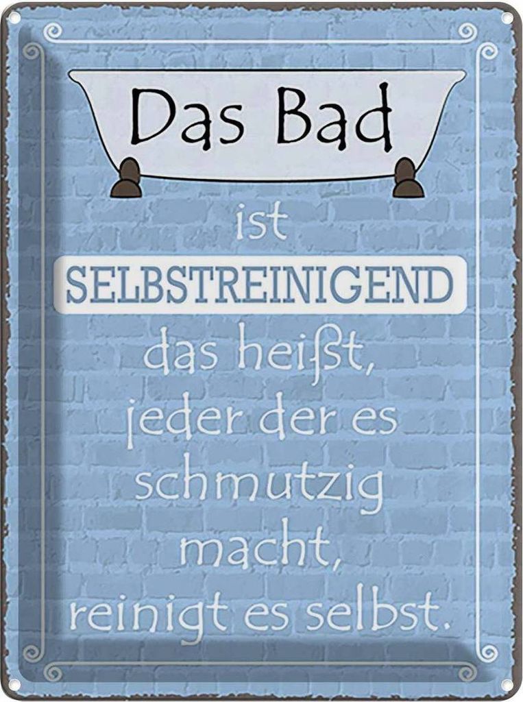 vianmo Blechschild 40x30 cm das Bad ist selbstreinigend Geschenk Spruch Zitat