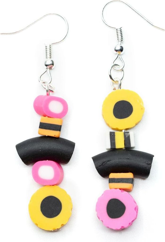 Lakritz Ohrringe Miniblings Hänger Konfekt Handarbeit Bonbon Süßigkeit Süß 35mm