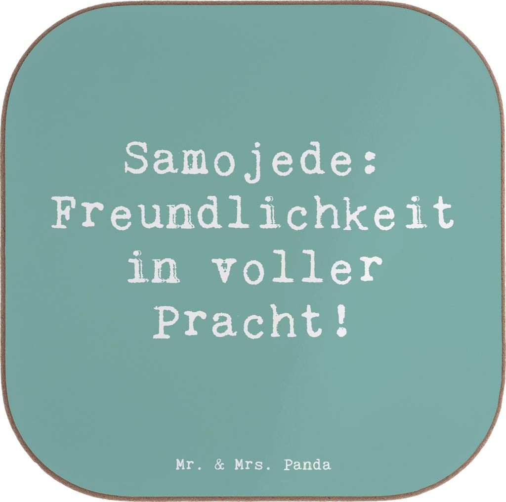 Mr. & Mrs. Panda Tassenuntersetzer Spruch Samojede Freundlichkeit - Meeresbrise - Geschenk, Coaster, Holzuntersetzer, Freude, intelligente Hunde, H...