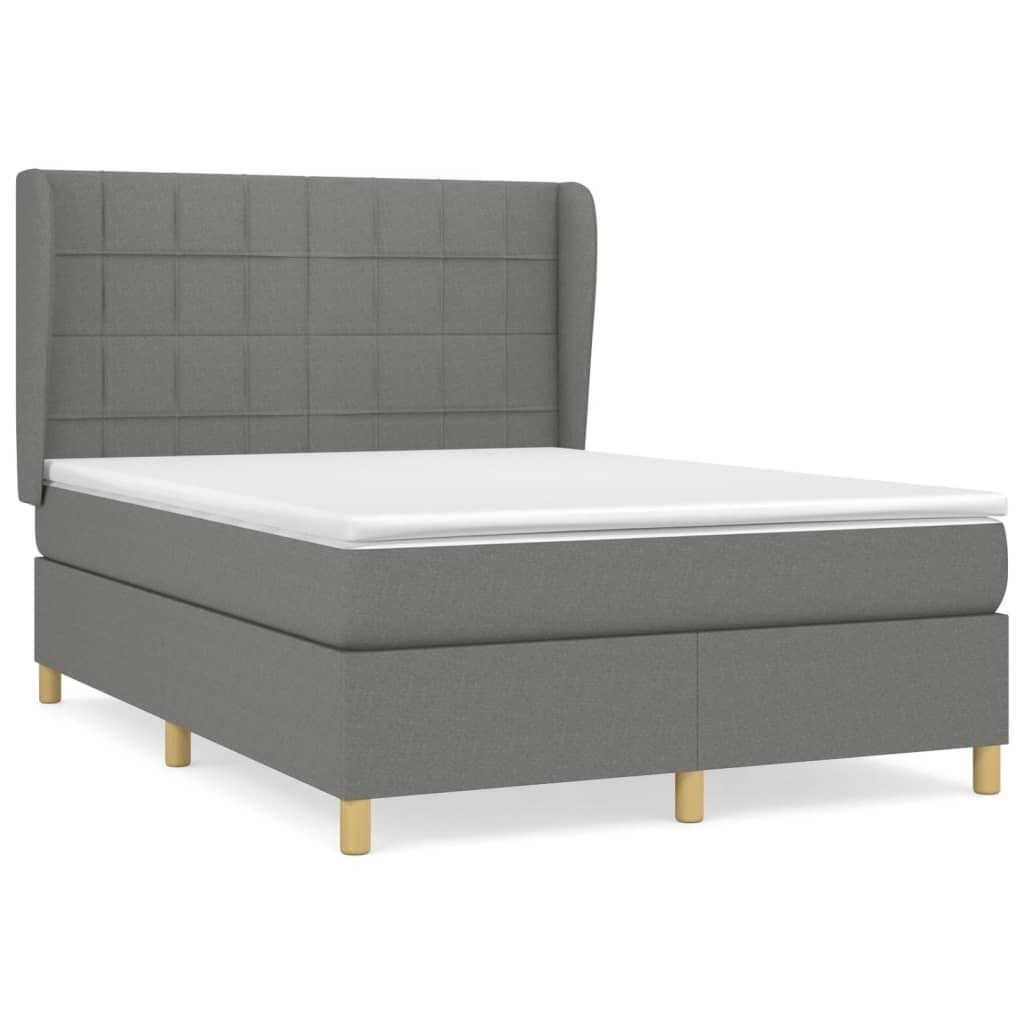 "2026 Aktion"Boxspringbett Modernes/Doppelbett - Polsterbett Erwachsene/r /Kind - mit Matratze Dunkelgrau 140x190cm Stoff - Klassische Betten NeuM...