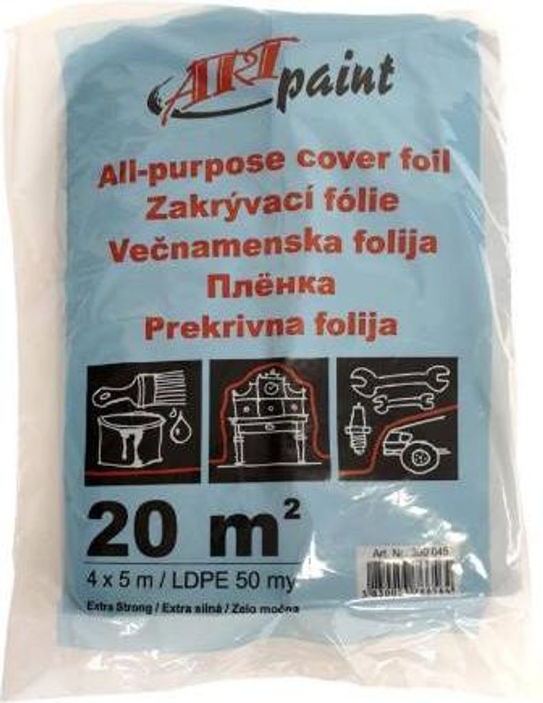 Euro nářadí 166762 Fólie zakrývací LDPE 50 μm 4 x 5 m neprůsvitná