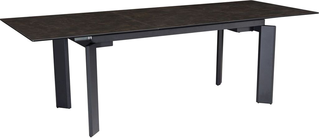 Esszimmertisch 180x95x77 cm Keramik Glas Esstisch Schwarz, Küchentisch ausziehbar bis 240 cm, Glastisch Groß, Speisetisch Esszimmer Rechteckig mi...