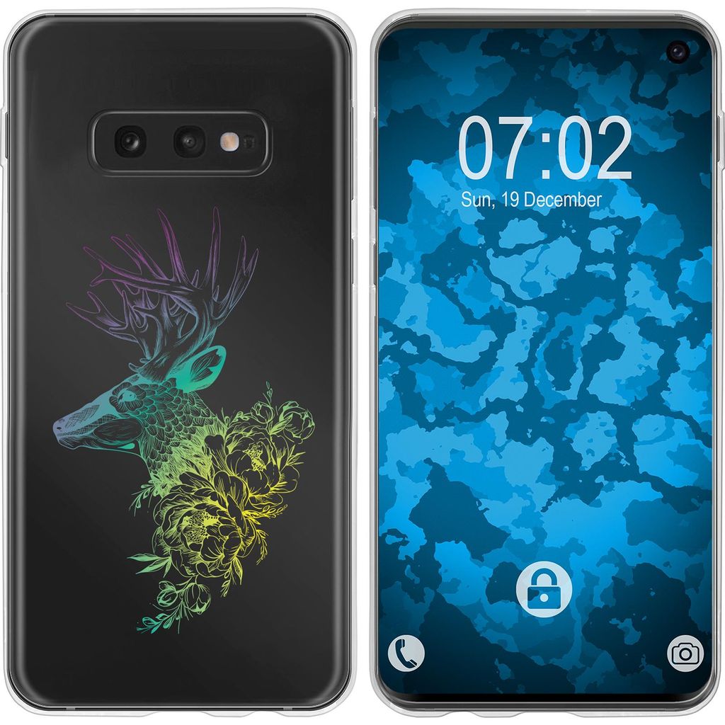 PhoneNatic Case kompatibel mit Samsung Galaxy S10e Silikon-Hülle Floral Hirsch M7-4