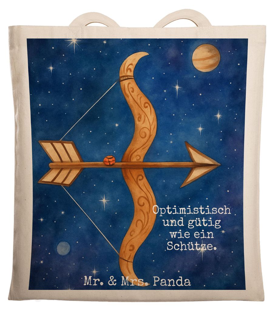 Mr. & Mrs. Panda Tote Bag Sternzeichen Schütze Design - Weiß - Geschenk, Geburtstag Dezember, Jutebeutel, Shopping Tasche, Schützenfest, Einkauf...