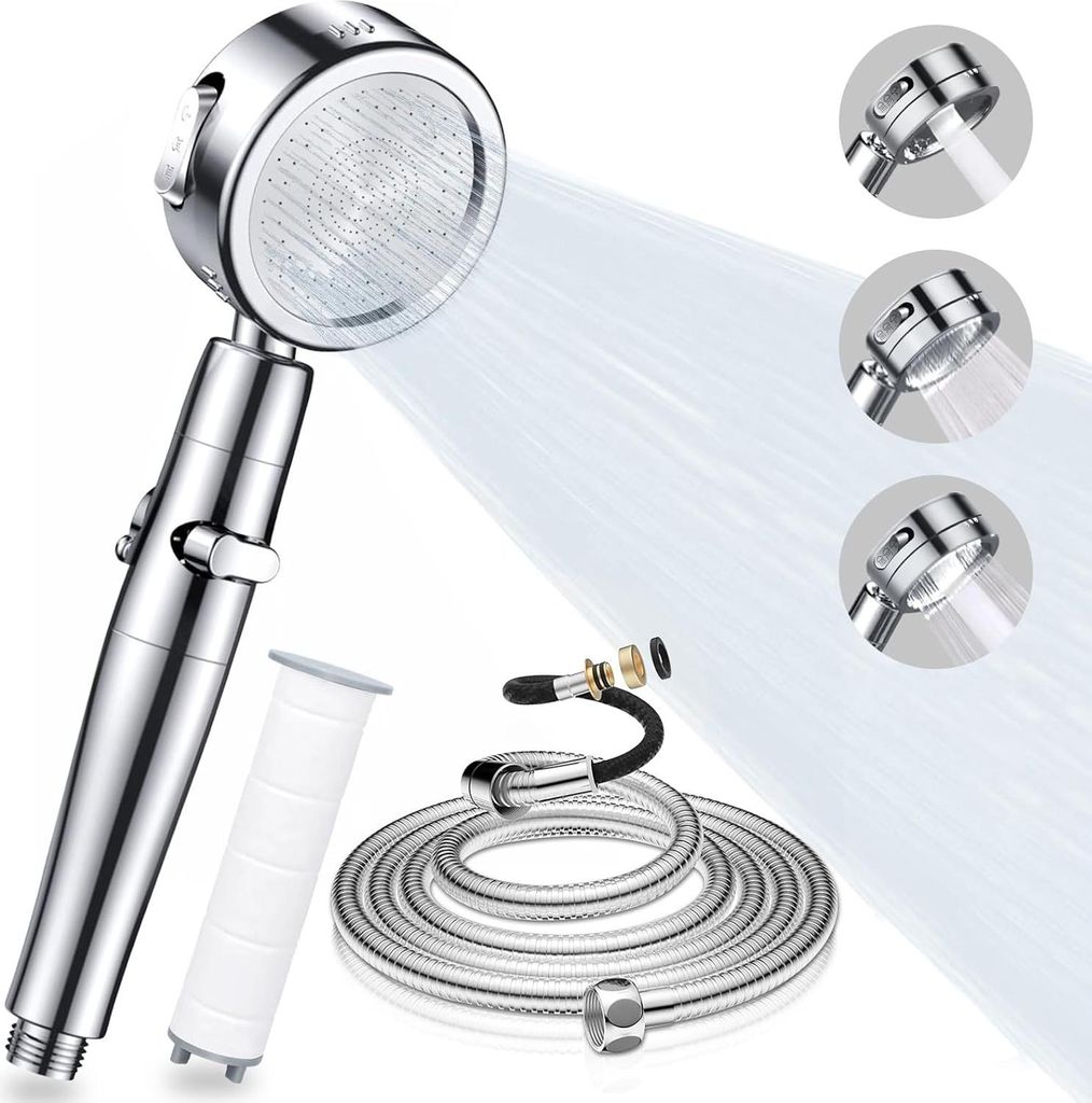 Hochdruck-Duschkopf mit Filter - wassersparend - 1 Stück - Chrom