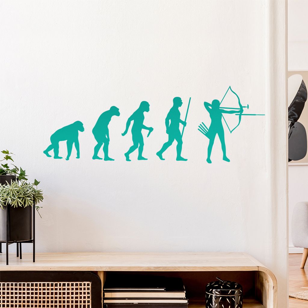 Bogenschießen Evolution Wandtattoo Wandaufkleber Wall Sticker - Dekoration, Küche, Wohnzimmer, Schlafzimmer, Badezimmer