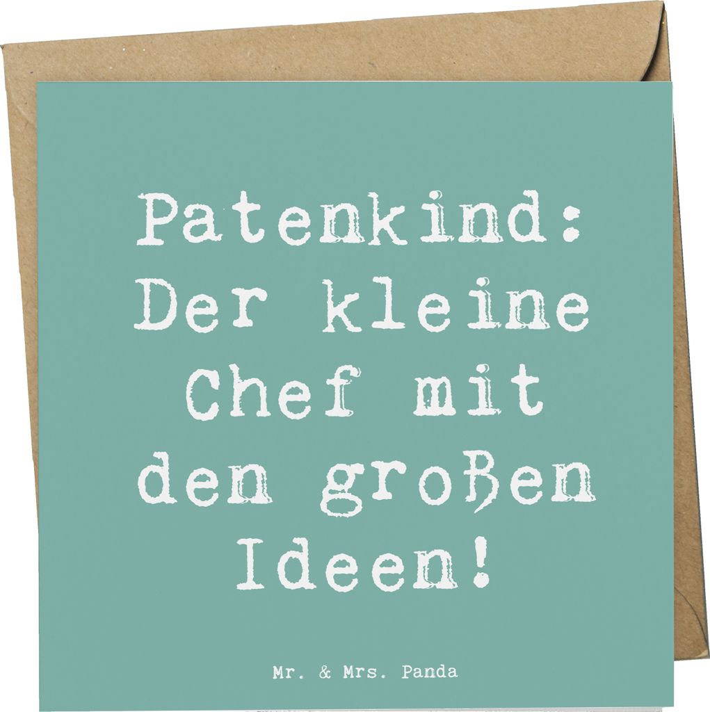 Mr. & Mrs. Panda Glückwunschkarte Spruch Patenkind Chef - Meeresbrise - Geschenk, Humor, doppelkarte, Fürsorge, anlasskarte, Klappkarte, Liebe, f...