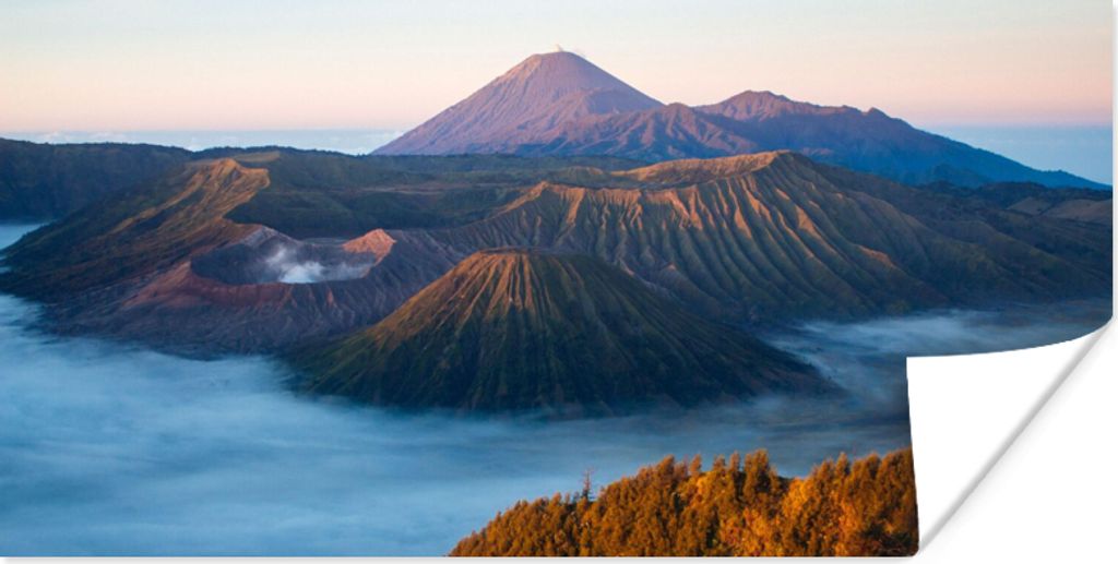 MuchoWow Poster Vulkan - Natur - Nebel 120x60 cm - Bild