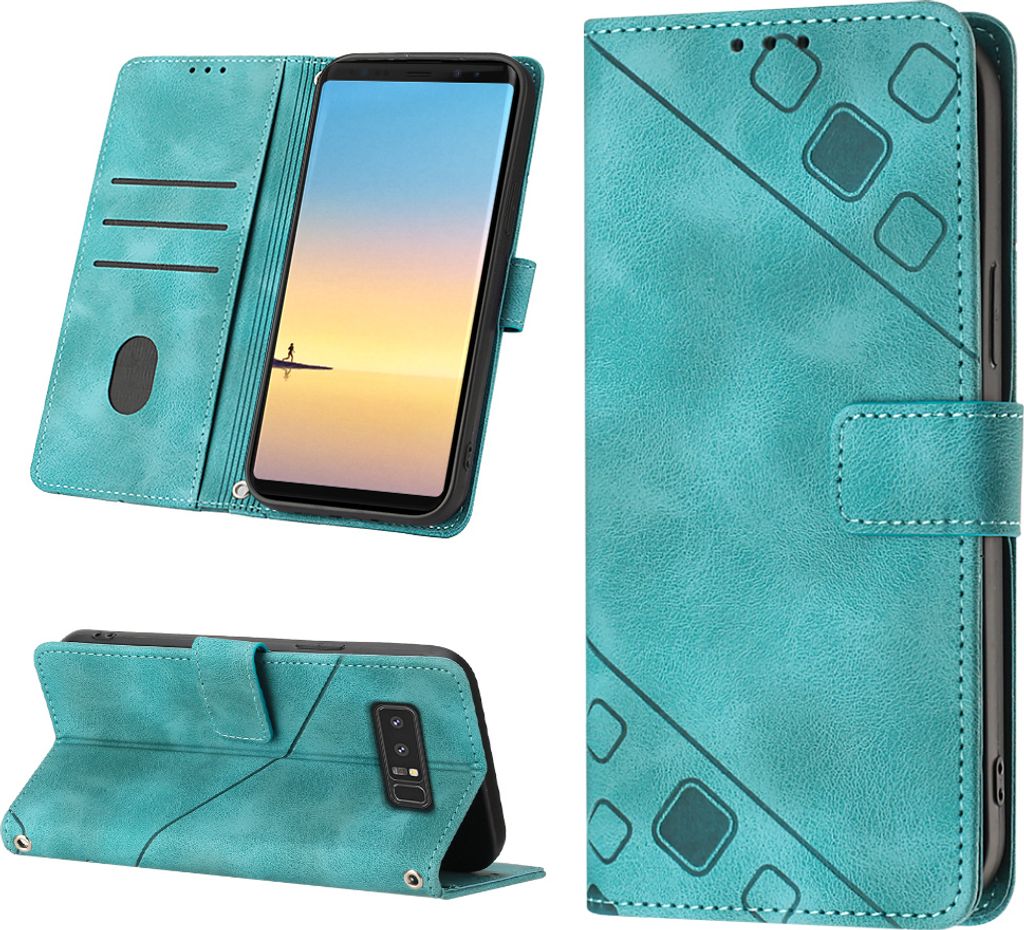 Hülle für Samsung Galaxy Note 8 Prägung Flip Leder Brieftasche Schutzhülle mit Ständer Grün