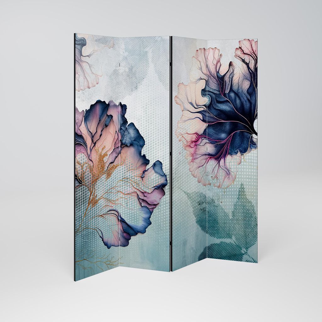 SpaceRebels Paravent Raumteiler - 4-teilig Raumtrenner, Druck 1-Seite - Raumtrenner - Trennwand Wohnung - Room Divider - Spanische Wand Deko Modern...
