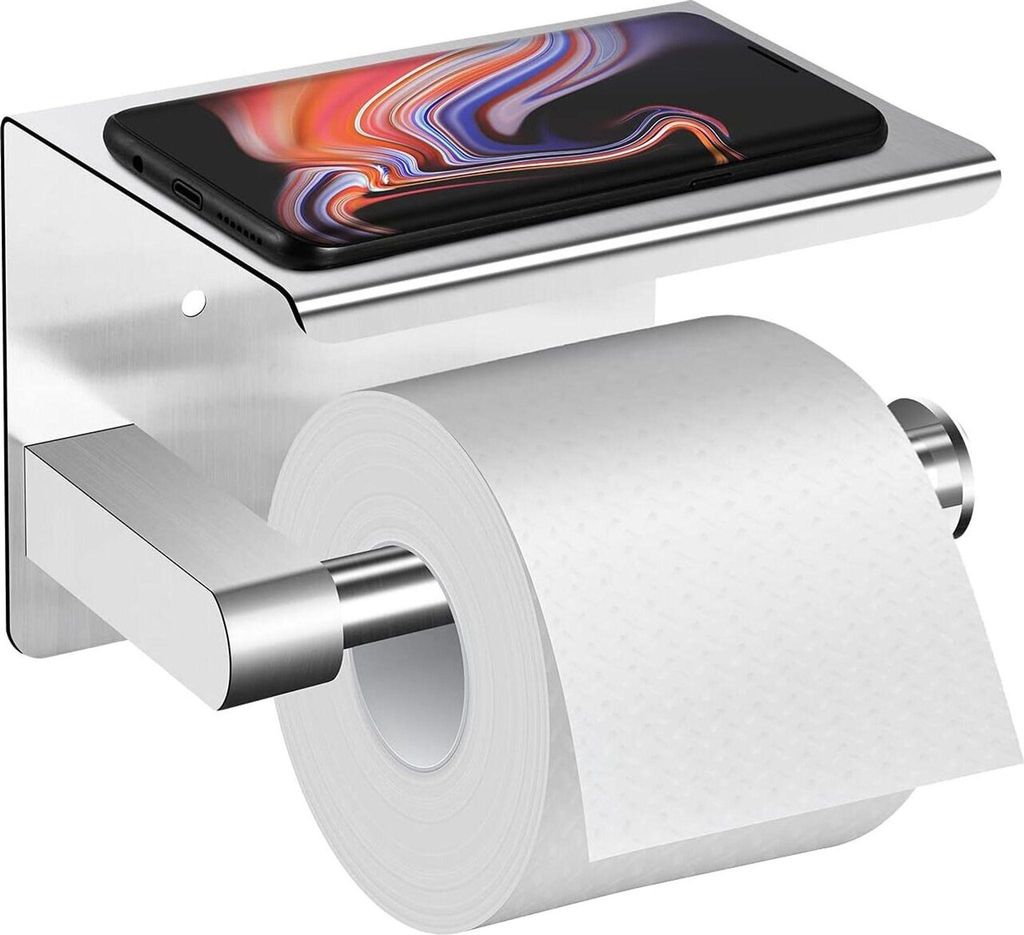 Toilettenpapierhalter Ohne Bohren mit Ablage, Selbstklebend Produktbild 