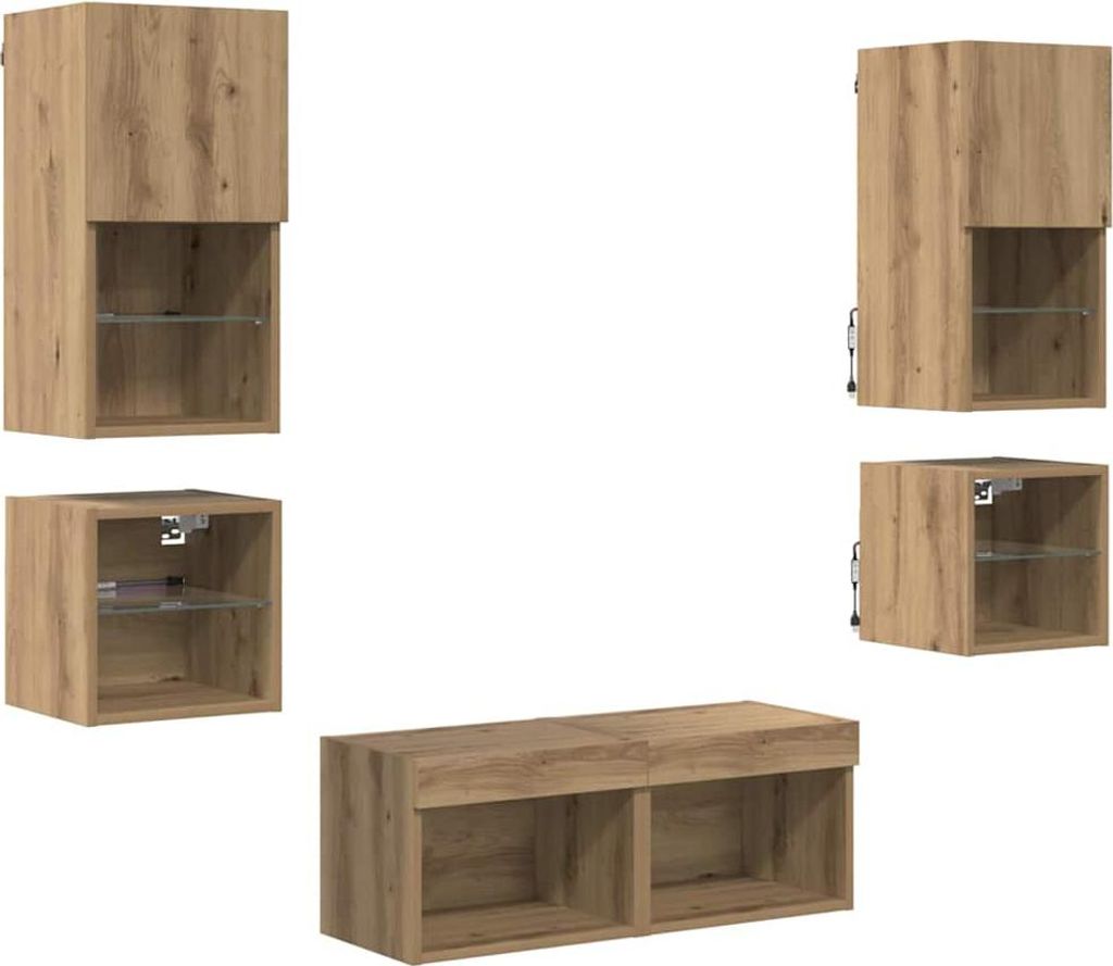 TV-Wandgeräte 8 pcs Artisan-Eiche Holzwerkstoff
