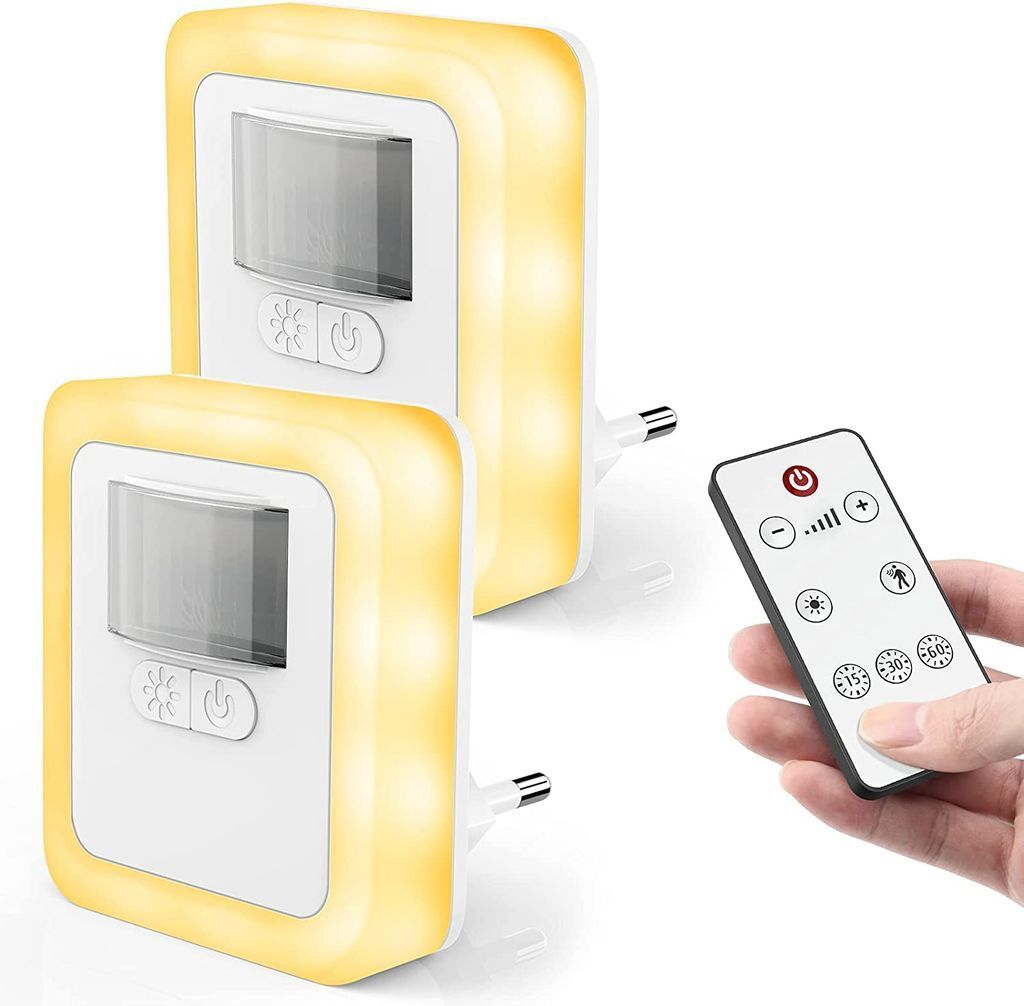 Nachtlicht Steckdose mit Bewegungsmelder,Helligkeit Dimmbare Nachtlicht mit EIN/AUTO/AUS Modi