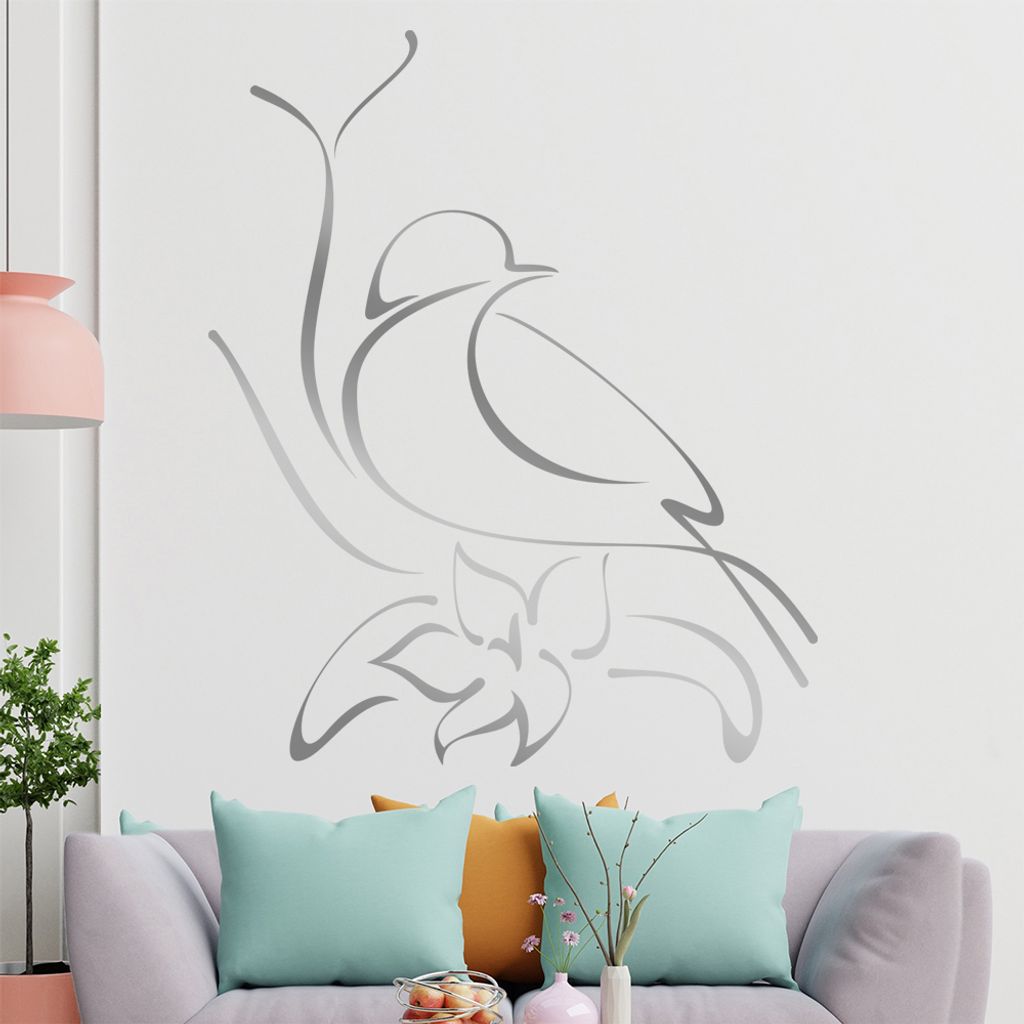 Kleiner Vogel Linien Wandtattoo in 6 Größen - Wandaufkleber Wall Sticker - Dekoration, Küche, Wohnzimmer, Schlafzimmer, Badezimmer