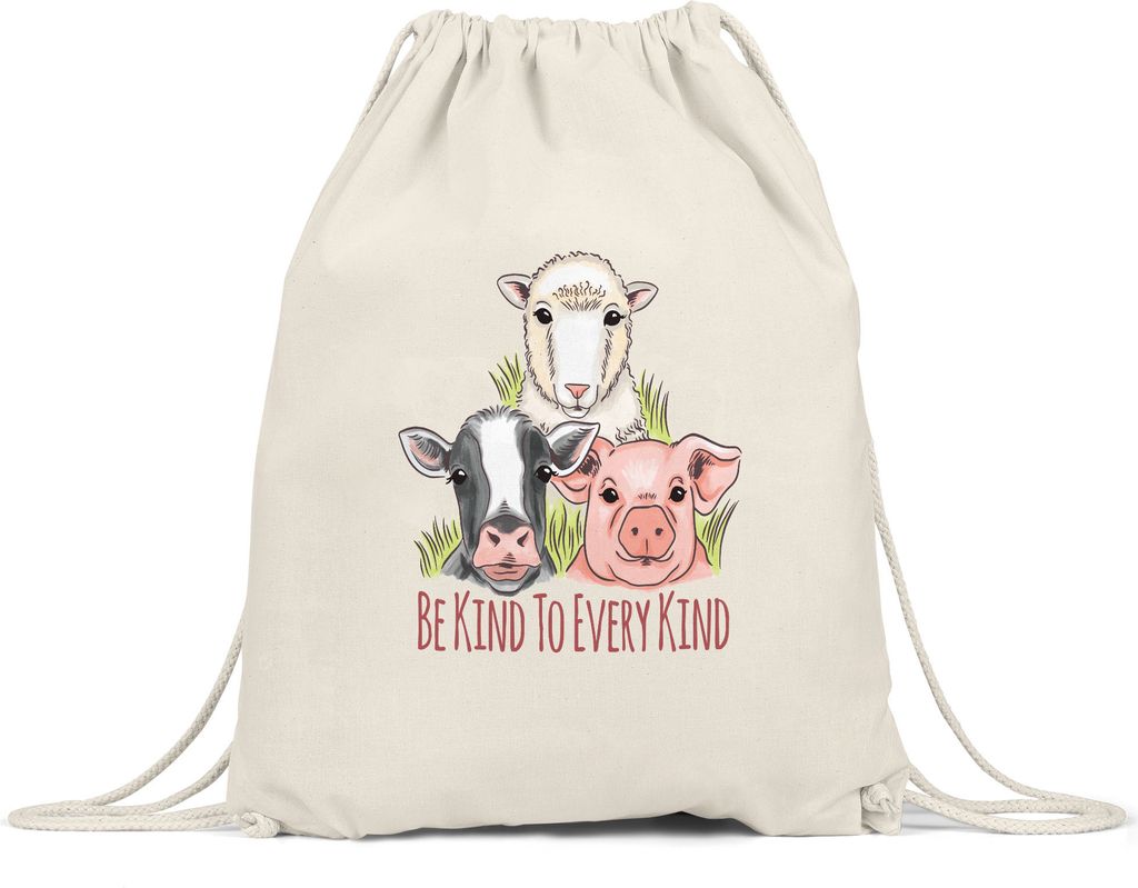 Be Kind To Every Kind Turnbeutel Gymsack Vegan Vegetarier Plant-Based Geschenkidee Tierwohl Tierleid