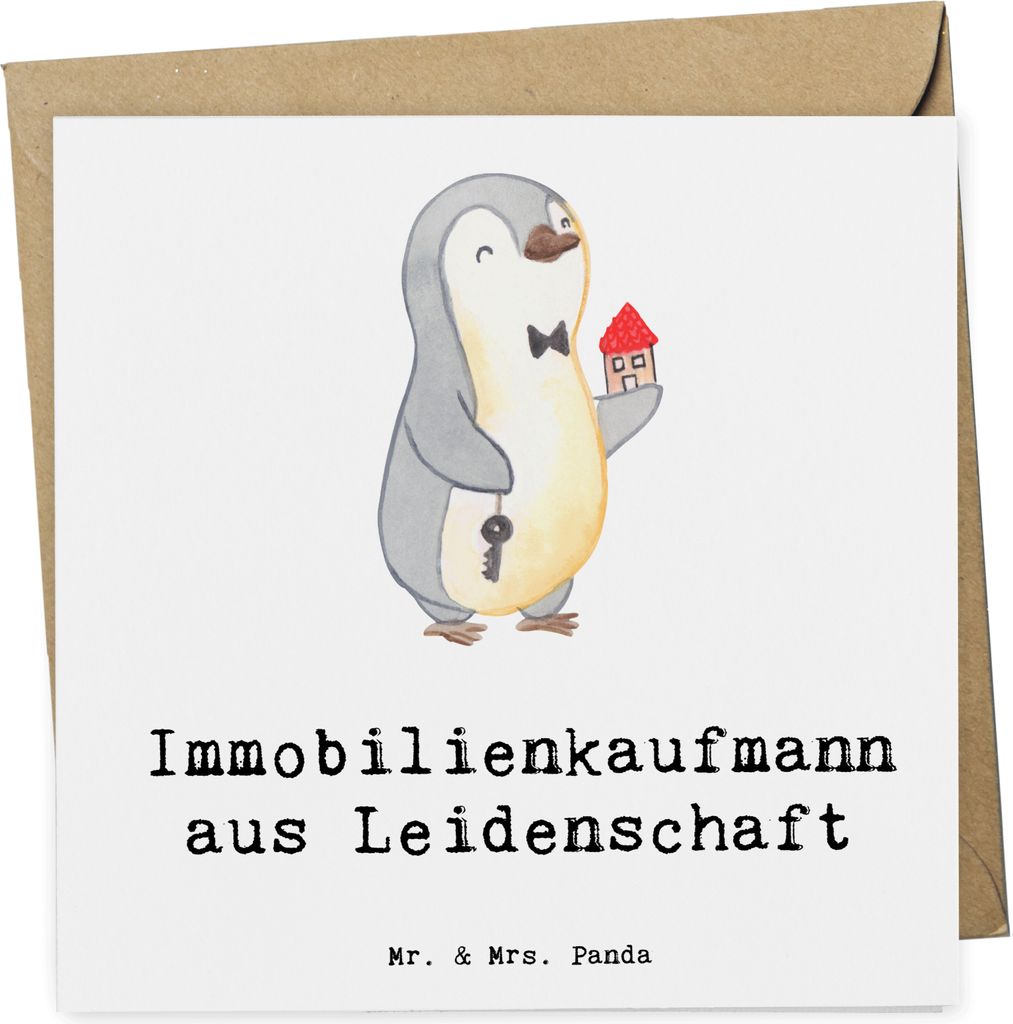 Mr. & Mrs. Panda Deluxe Karte Immobilienkaufmann Leidenschaft - Weiß - Geschenk, Witzig, Immobilienmakler, Glückwunschkarte, Spruch, faltkarte, d...