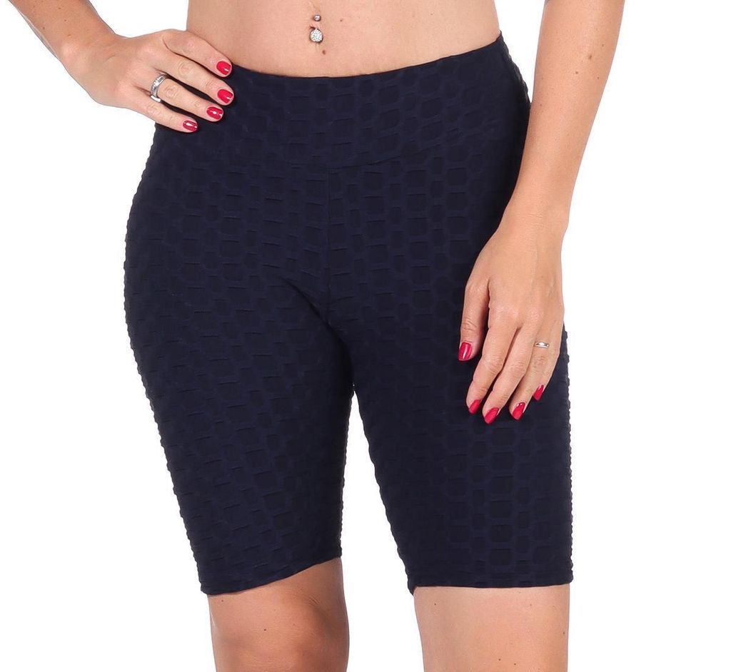 Leggings 1/2 Radlerhose kurz gemusterter Stoff Dunkelblau XS/S